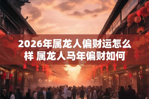 2026年属龙人偏财运怎么样 属龙人马年偏财如何