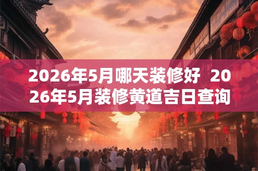 2026年5月哪天装修好  2026年5月装修黄道吉日查询