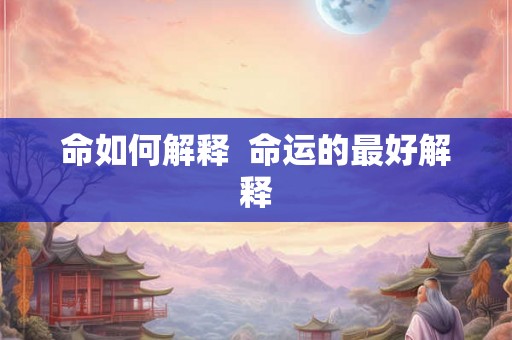 命如何解释  命运的最好解释
