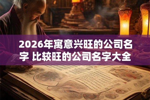 2026年寓意兴旺的公司名字 比较旺的公司名字大全