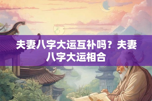 夫妻八字大运互补吗？夫妻八字大运相合