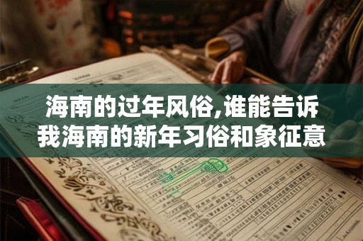 海南的过年风俗,谁能告诉我海南的新年习俗和象征意义啊？