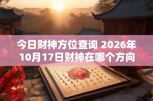 今日财神方位查询 2026年10月17日财神在哪个方向