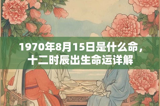 1970年8月15日是什么命，十二时辰出生命运详解