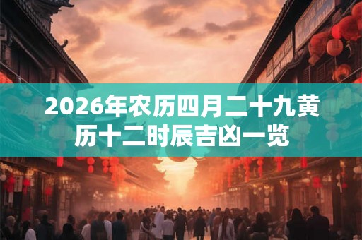 2026年农历四月二十九黄历十二时辰吉凶一览