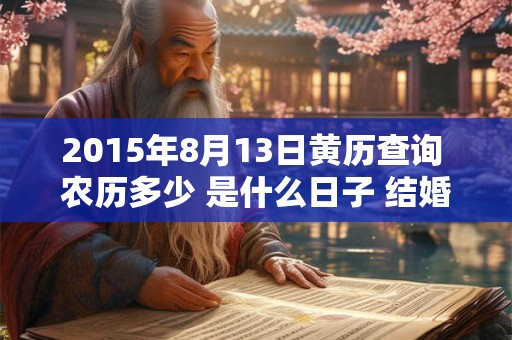 2015年8月13日黄历查询 农历多少 是什么日子 结婚吉时 2015年8月13日黄历查询 农历多少 是什么日子 结婚吉时
