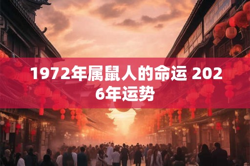 1972年属鼠人的命运 2026年运势