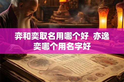 弈和奕取名用哪个好  亦逸奕哪个用名字好