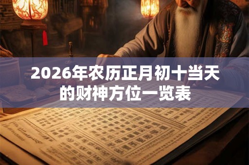 2026年农历正月初十当天的财神方位一览表