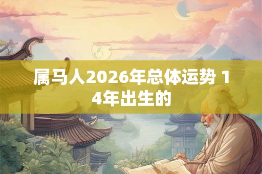 属马人2026年总体运势 14年出生的