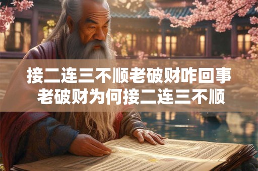 接二连三不顺老破财咋回事 老破财为何接二连三不顺