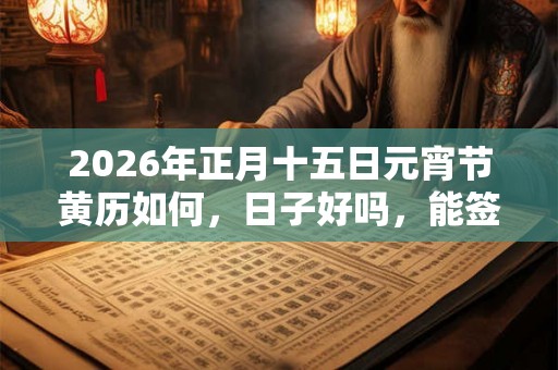 2026年正月十五日元宵节黄历如何，日子好吗，能签约吗？