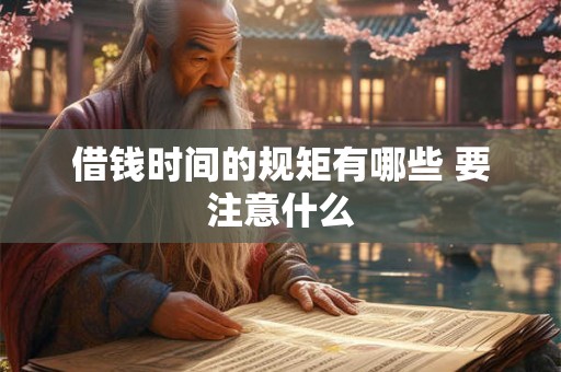 借钱时间的规矩有哪些 要注意什么 借钱时间的规矩有哪些 要注意什么