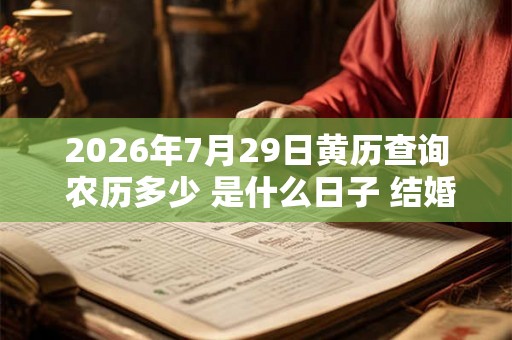 2026年7月29日黄历查询 农历多少 是什么日子 结婚吉时 2026年7月29日黄历查询 农历多少 是什么日子 结婚吉时