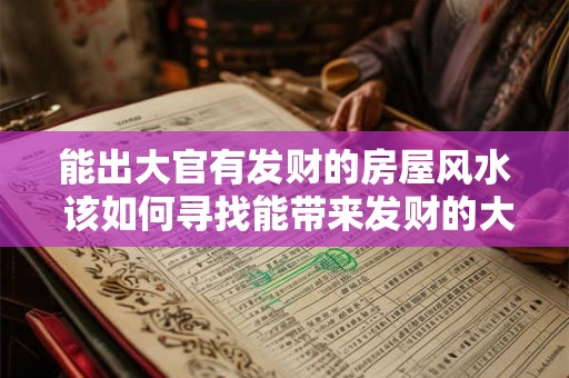能出大官有发财的房屋风水 该如何寻找能带来发财的大官房屋风水