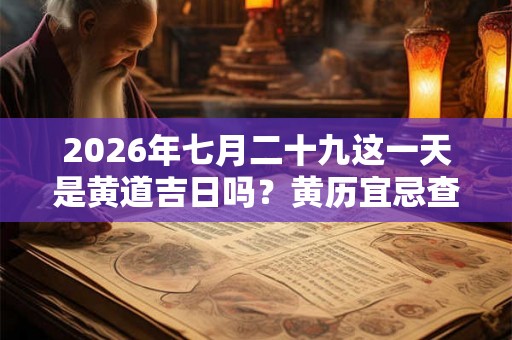 2026年七月二十九这一天是黄道吉日吗?黄历宜忌查询 2026年七月二十九这一天是黄道吉日吗?黄历宜忌查询