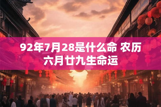 92年7月28是什么命 农历六月廿九生命运
