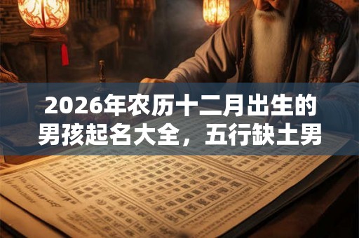 2026年农历十二月出生的男孩起名大全，五行缺土男孩起名