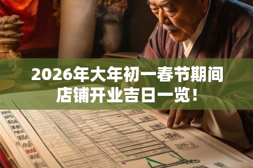 2026年大年初一春节期间店铺开业吉日一览！
