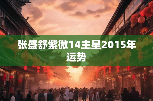 张盛舒紫微14主星2015年运势