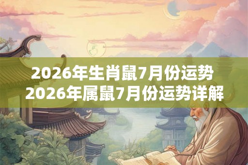 2026年生肖鼠7月份运势 2026年属鼠7月份运势详解