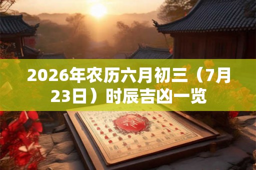 2026年农历六月初三（7月23日）时辰吉凶一览