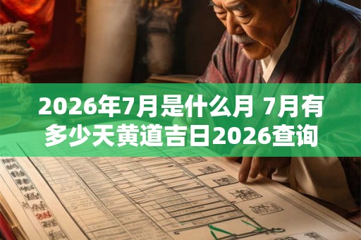 2026年7月是什么月 7月有多少天黄道吉日2026查询