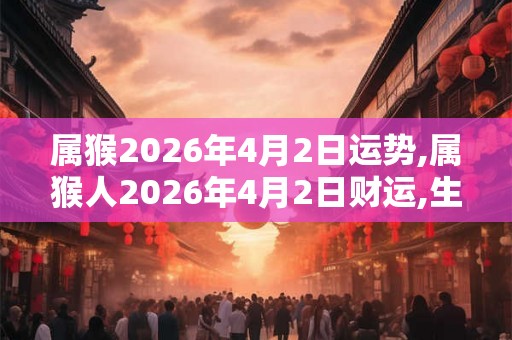 属猴2026年4月2日运势,属猴人2026年4月2日财运,生肖猴2026年4月2日运势