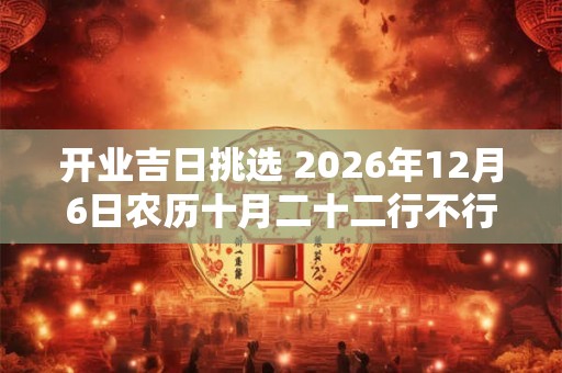 开业吉日挑选 2026年12月6日农历十月二十二行不行 开业吉日挑选 2026年12月6日农历十月二十二行不行