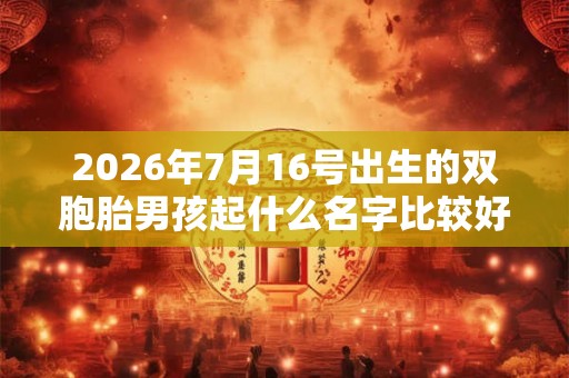 2026年7月16号出生的双胞胎男孩起什么名字比较好，五行属什么