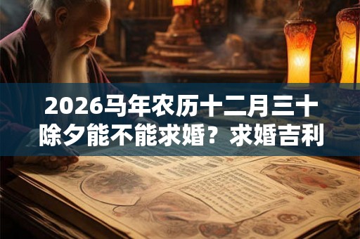 2026马年农历十二月三十除夕能不能求婚？求婚吉利吗
