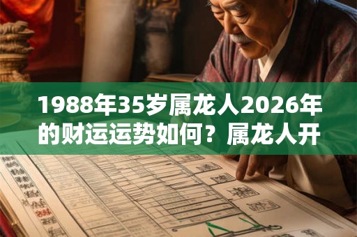 1988年35岁属龙人2026年的财运运势如何？属龙人开什么店最赚钱？