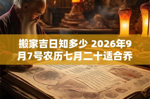 搬家吉日知多少 2026年9月7号农历七月二十适合乔迁吗