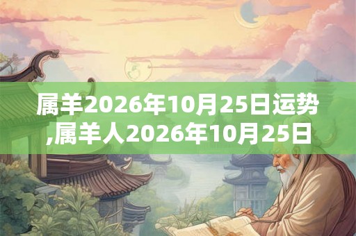 属羊2026年10月25日运势,属羊人2026年10月25日财运,生肖羊2026年10月25日运势