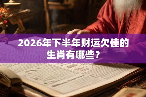 2026年下半年财运欠佳的生肖有哪些？