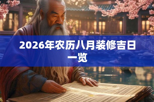 2026年农历八月装修吉日一览