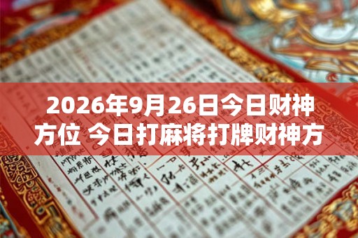 2026年9月26日今日财神方位 今日打麻将打牌财神方位