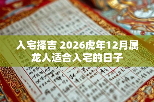 入宅择吉 2026虎年12月属龙人适合入宅的日子