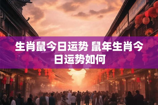 生肖鼠今日运势 鼠年生肖今日运势如何