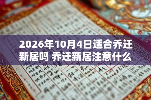 2026年10月4日适合乔迁新居吗 乔迁新居注意什么风水