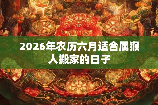 2026年农历六月适合属猴人搬家的日子