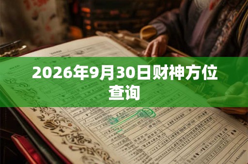 2026年9月30日财神方位查询