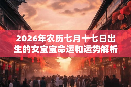 2026年农历七月十七日出生的女宝宝命运和运势解析