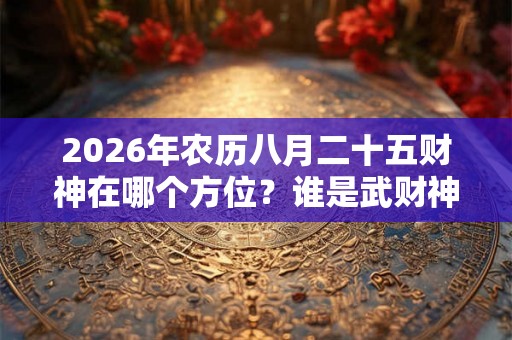 2026年农历八月二十五财神在哪个方位？谁是武财神？