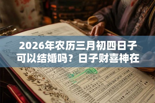 2026年农历三月初四日子可以结婚吗？日子财喜神在哪？