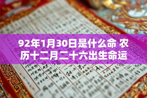 92年1月30日是什么命 农历十二月二十六出生命运