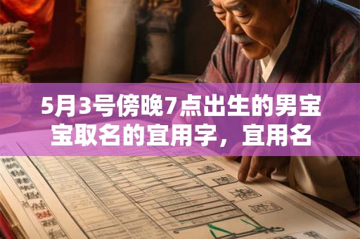 5月3号傍晚7点出生的男宝宝取名的宜用字，宜用名