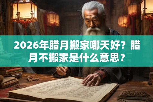 2026年腊月搬家哪天好？腊月不搬家是什么意思？