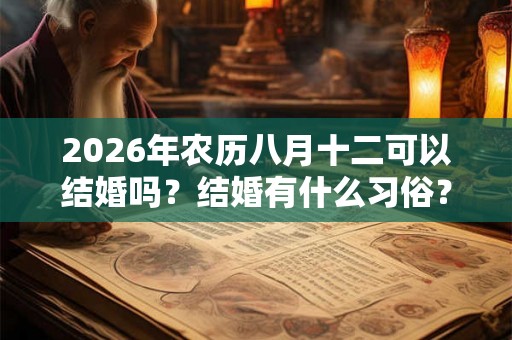 2026年农历八月十二可以结婚吗?结婚有什么习俗? 2026年农历八月十二可以结婚吗?结婚有什么习俗?