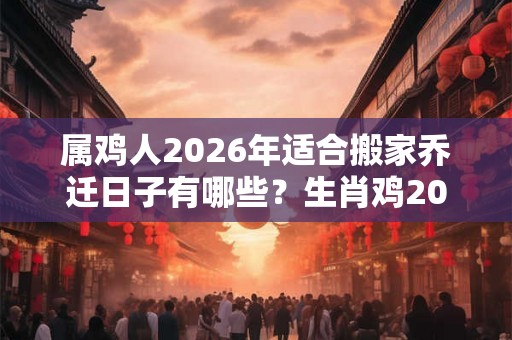 属鸡人2026年适合搬家乔迁日子有哪些？生肖鸡2026年月份搬家吉日